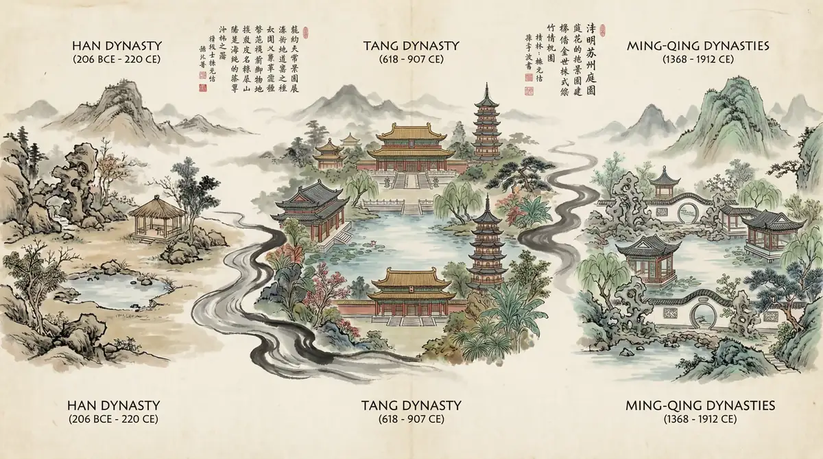 中国园林历史演变 - 集芳阁 | 从汉唐到明清